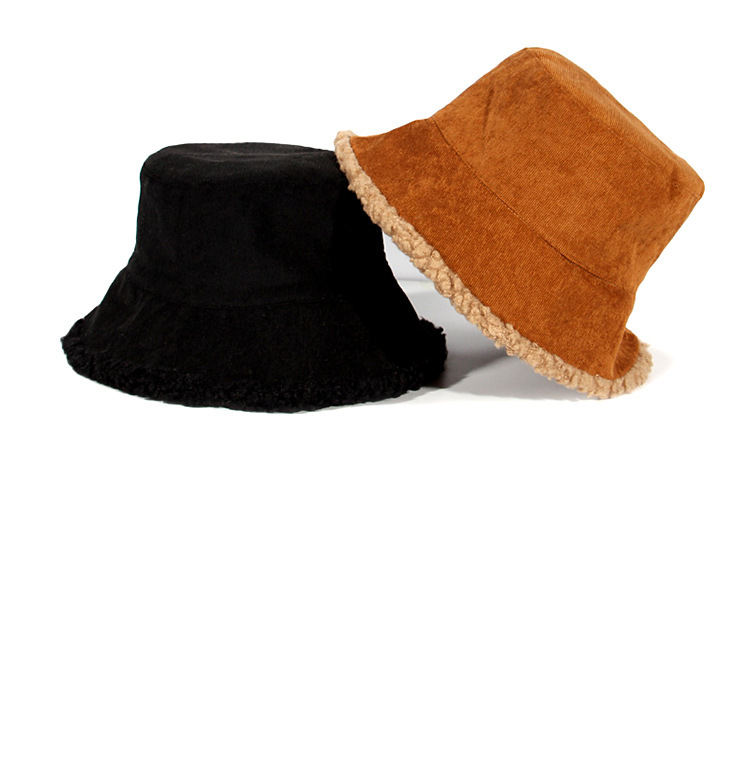 Korean corduroy fisherman hat warm thick bucket hat