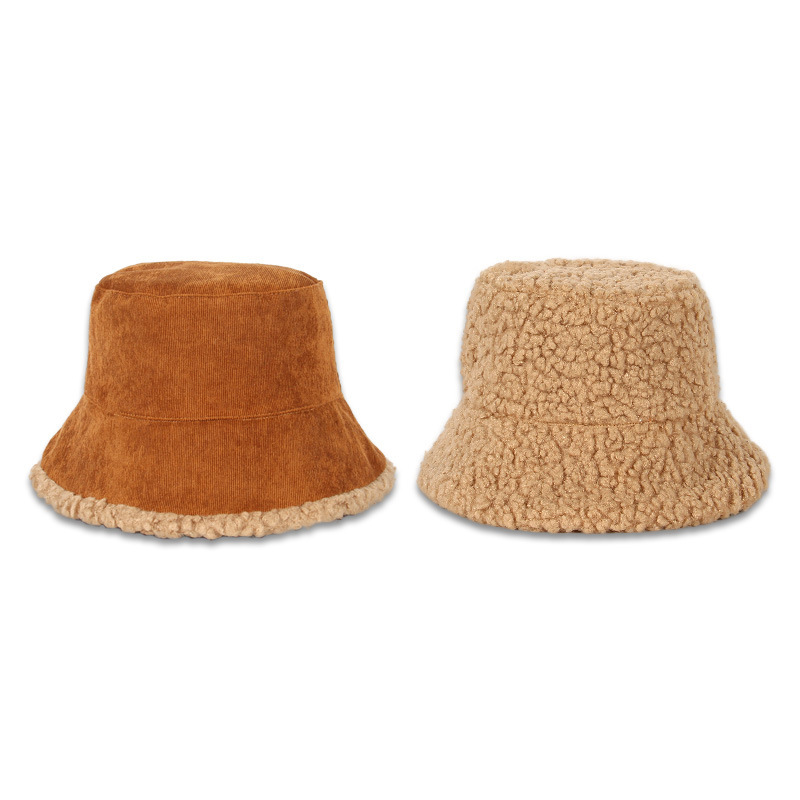 Korean corduroy fisherman hat warm thick bucket hat