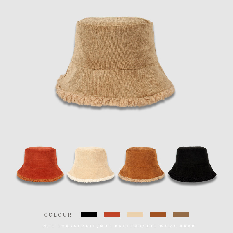 Korean corduroy fisherman hat warm thick bucket hat