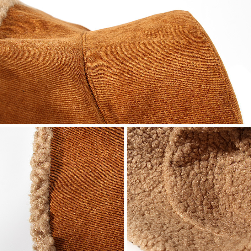 Korean corduroy fisherman hat warm thick bucket hat