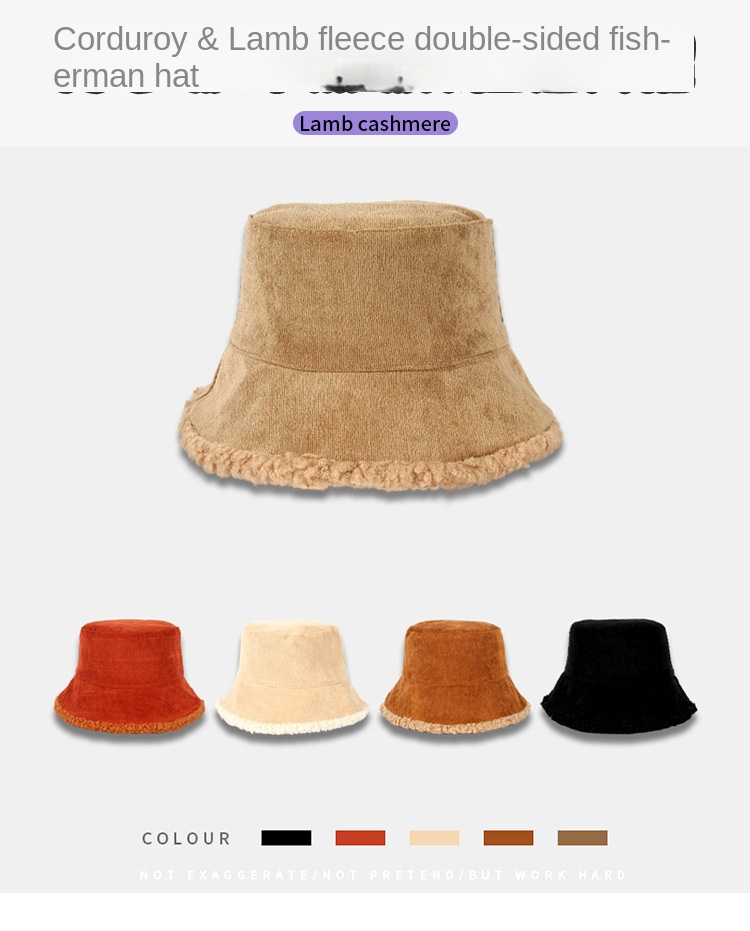Korean corduroy fisherman hat warm thick bucket hat