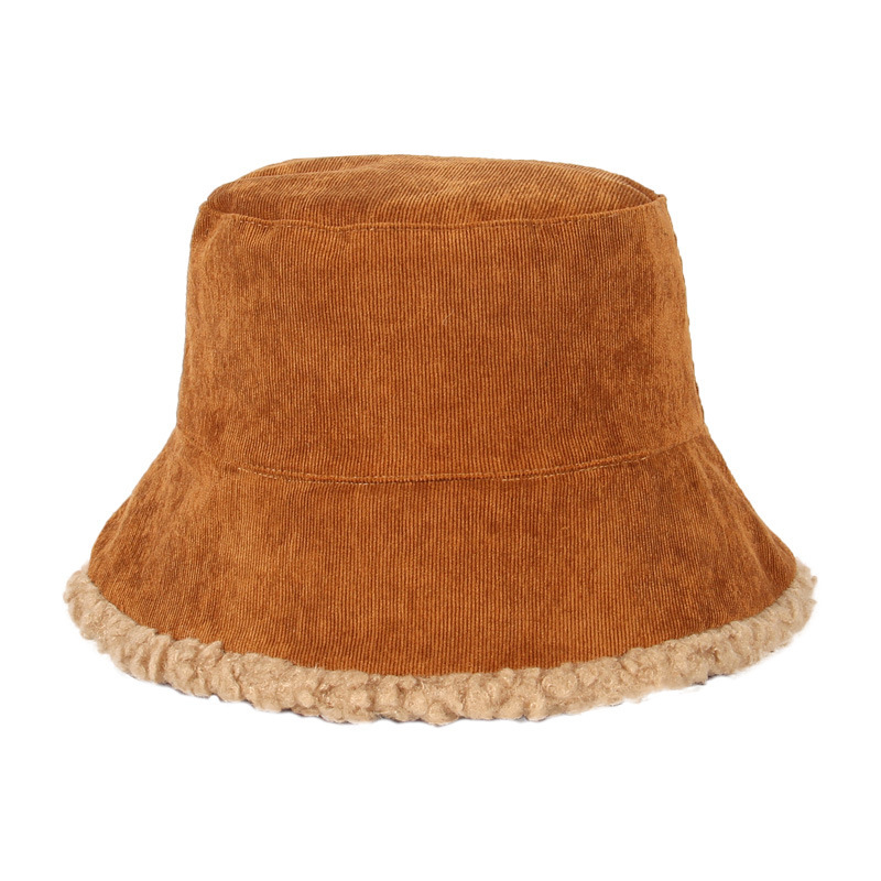 Korean corduroy fisherman hat warm thick bucket hat