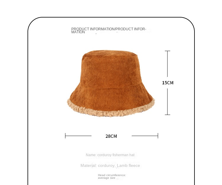 Korean corduroy fisherman hat warm thick bucket hat