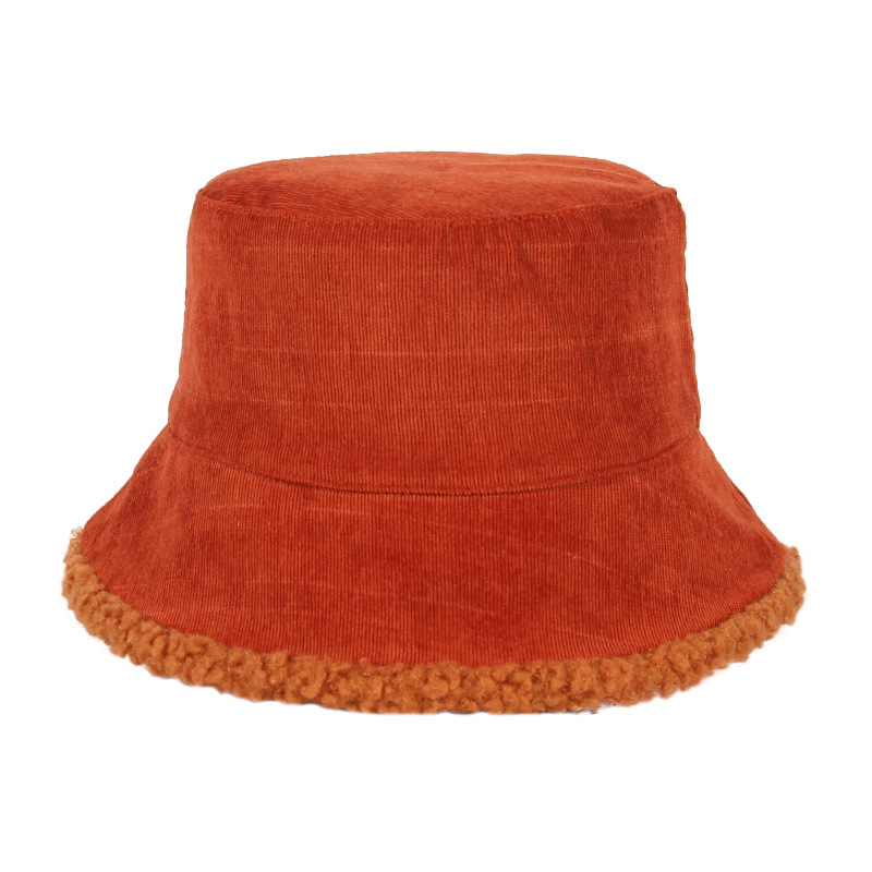 Korean corduroy fisherman hat warm thick bucket hat