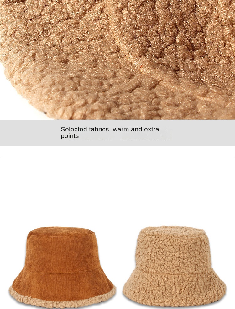 Korean corduroy fisherman hat warm thick bucket hat