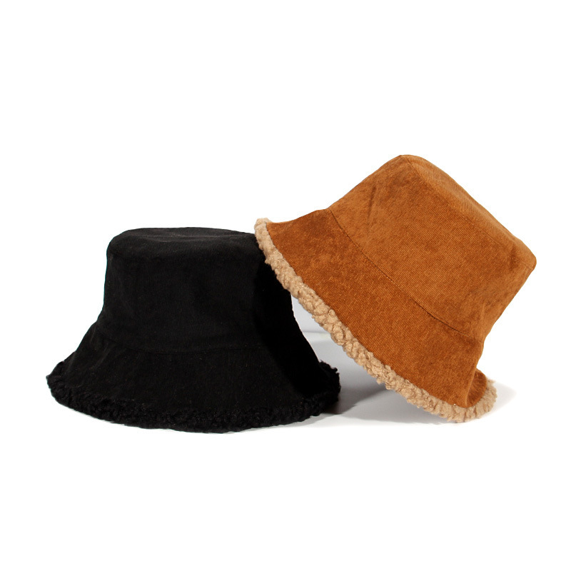 Korean corduroy fisherman hat warm thick bucket hat
