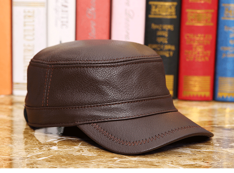 Leather hat Thin flat hat for men