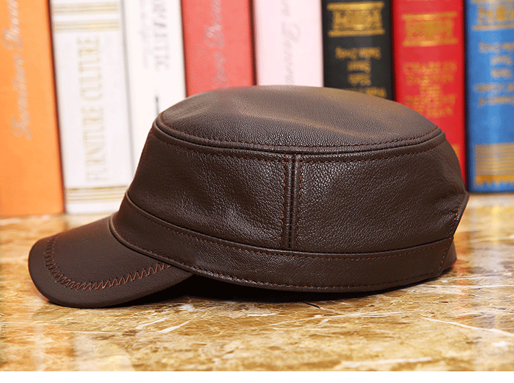 Leather hat Thin flat hat for men