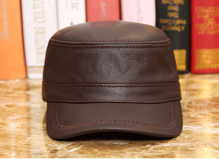 Leather hat Thin flat hat for men