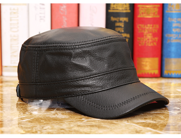 Leather hat Thin flat hat for men