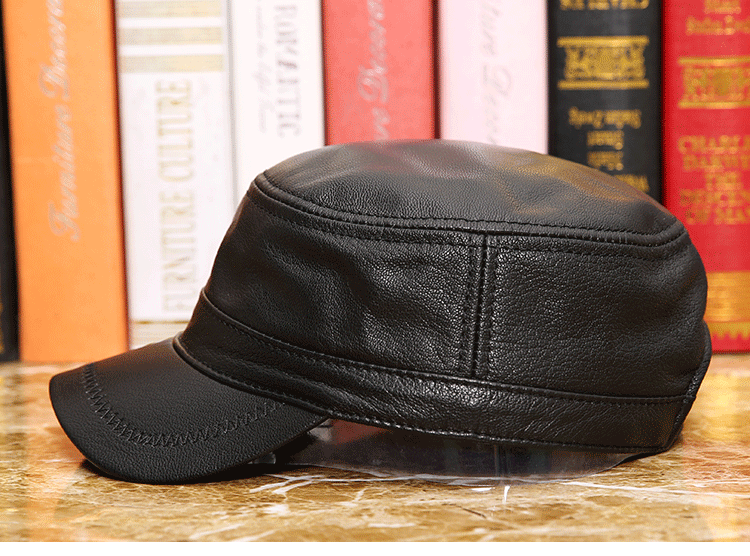 Leather hat Thin flat hat for men