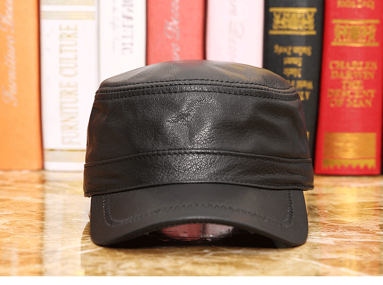 Leather hat Thin flat hat for men