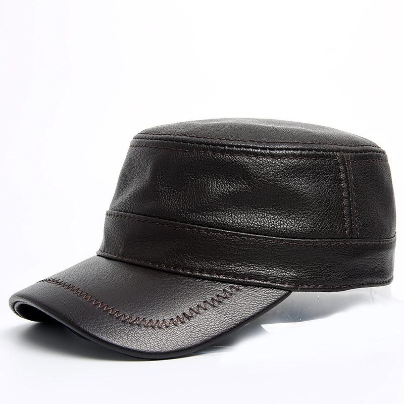 Leather hat Thin flat hat for men