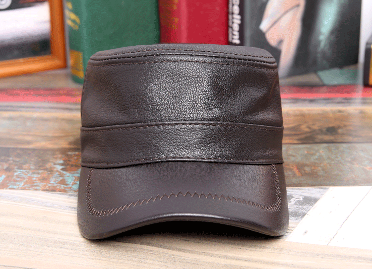 Leather hat Thin flat hat for men