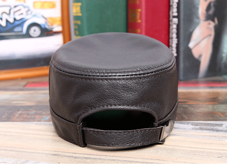 Leather hat Thin flat hat for men