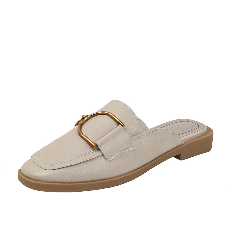 Leather wrapped head half slippers