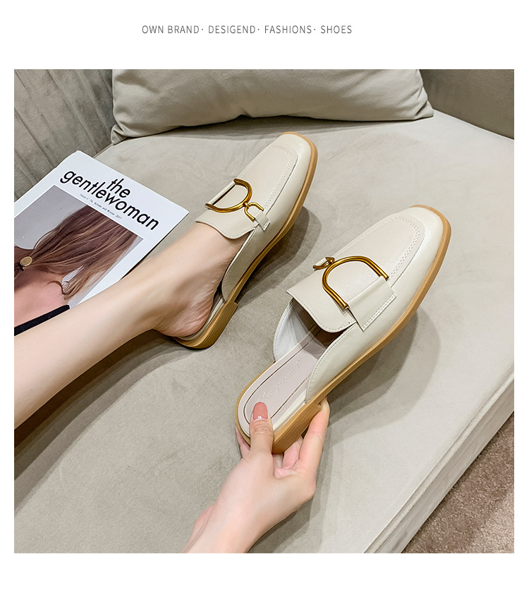 Leather wrapped head half slippers
