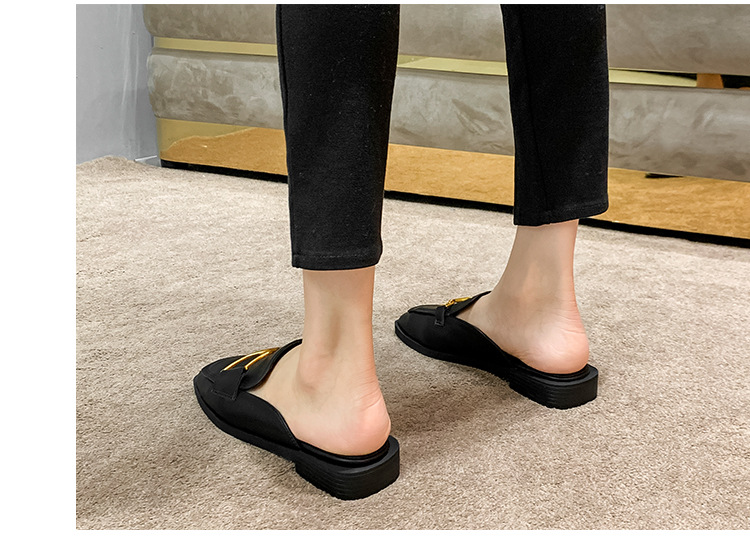 Leather wrapped head half slippers