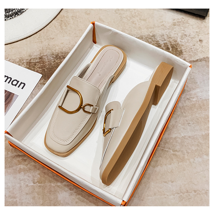 Leather wrapped head half slippers