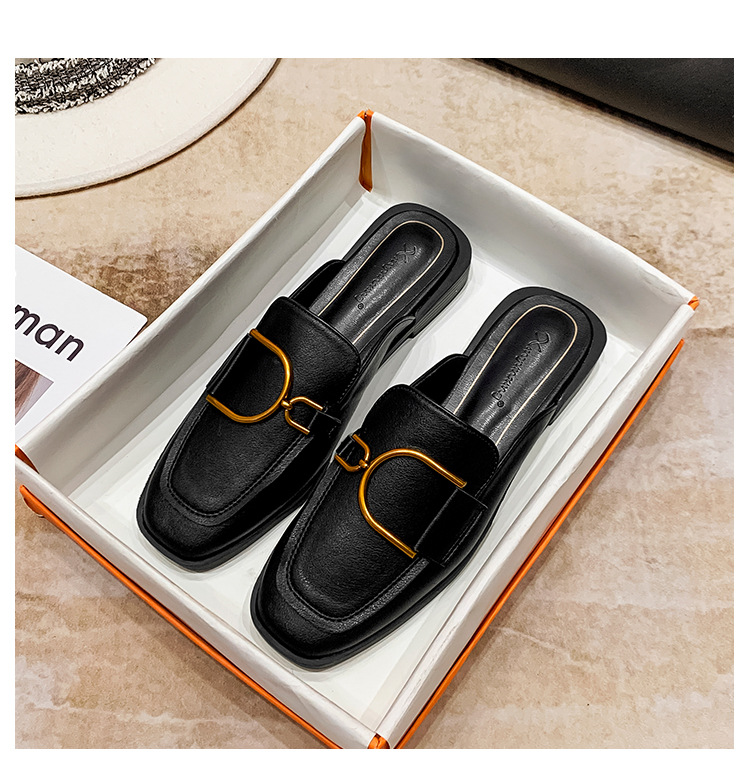 Leather wrapped head half slippers