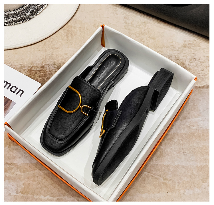 Leather wrapped head half slippers