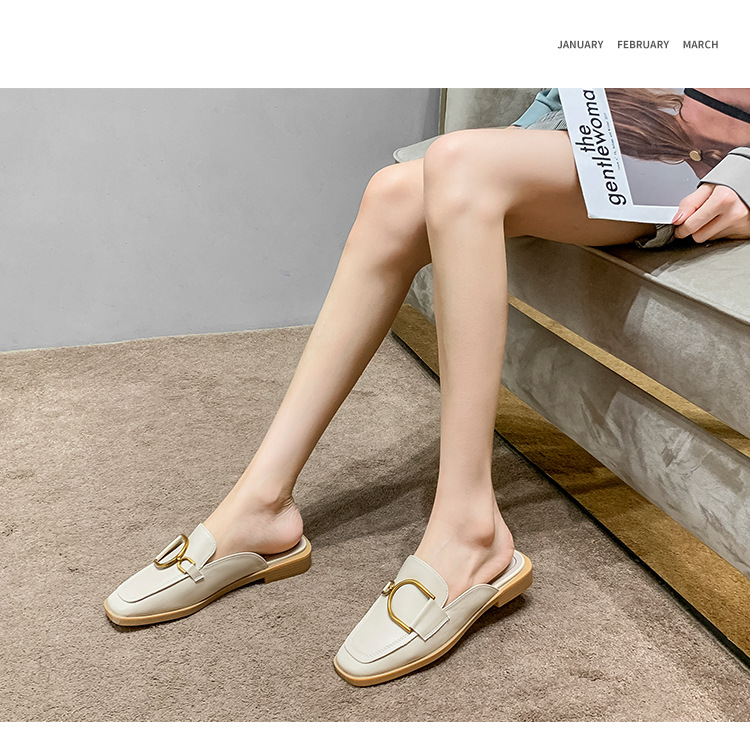 Leather wrapped head half slippers