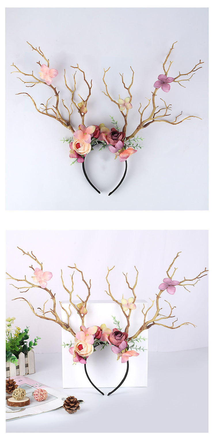 Little Fairy Twig Forest with exaggerated flower hair accessories antler headdress