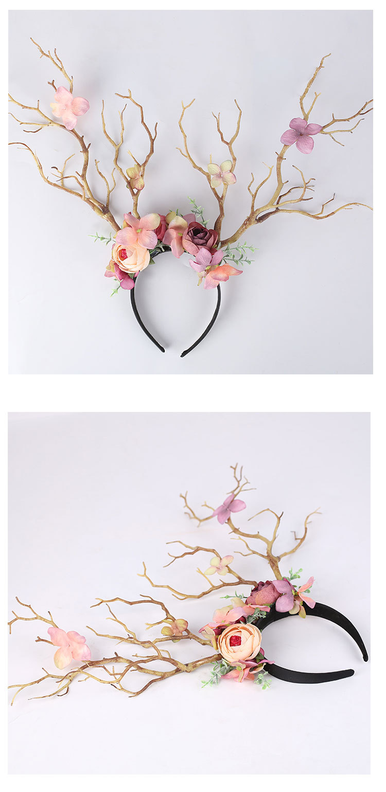 Little Fairy Twig Forest with exaggerated flower hair accessories antler headdress