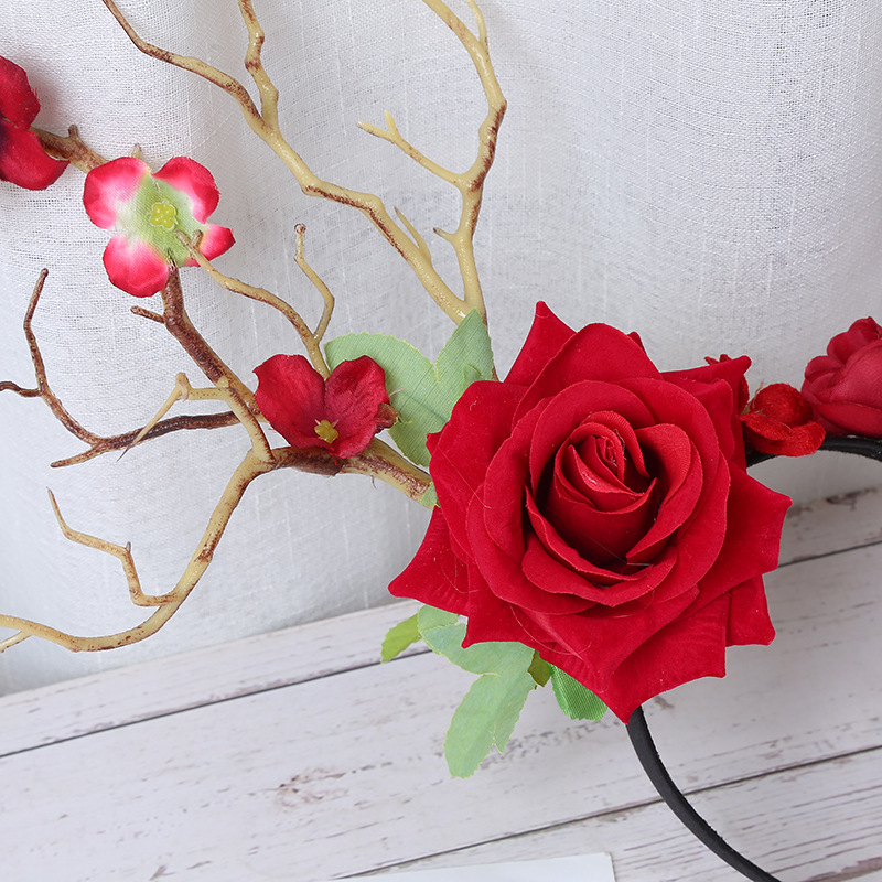 Little Fairy Twig Forest with exaggerated flower hair accessories antler headdress