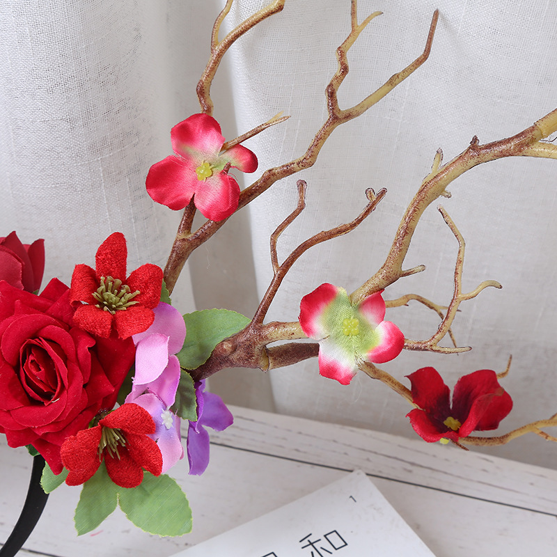 Little Fairy Twig Forest with exaggerated flower hair accessories antler headdress