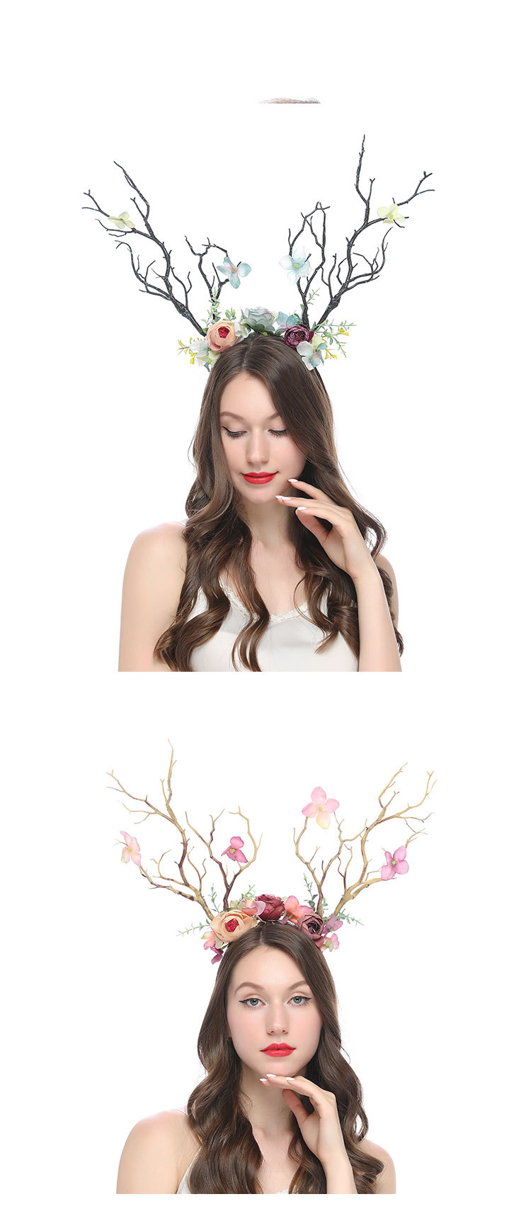 Little Fairy Twig Forest with exaggerated flower hair accessories antler headdress