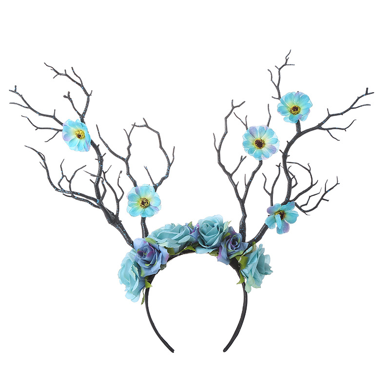 Little Fairy Twig Forest with exaggerated flower hair accessories antler headdress