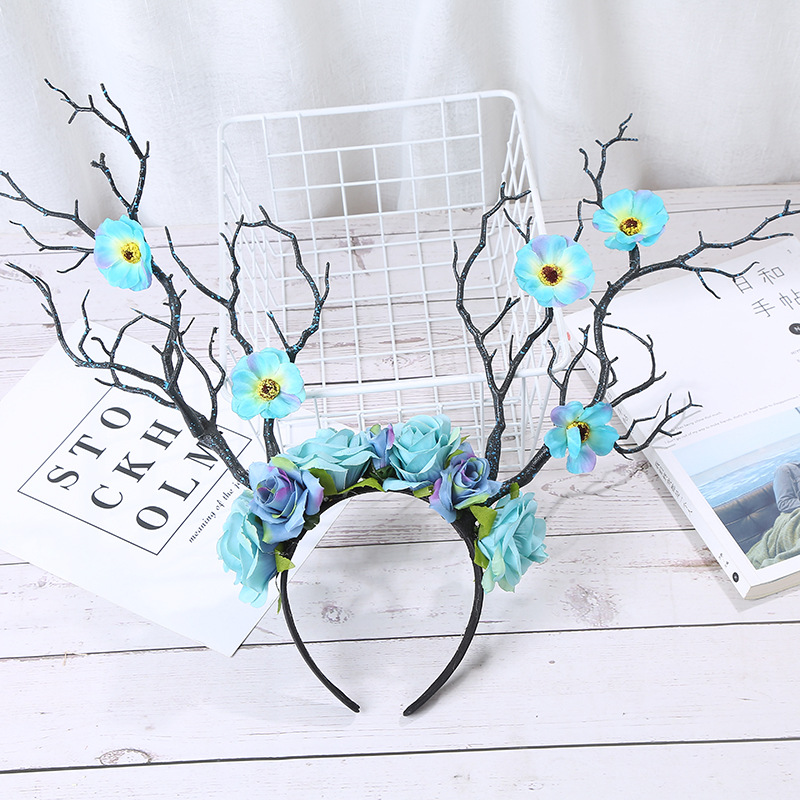 Little Fairy Twig Forest with exaggerated flower hair accessories antler headdress