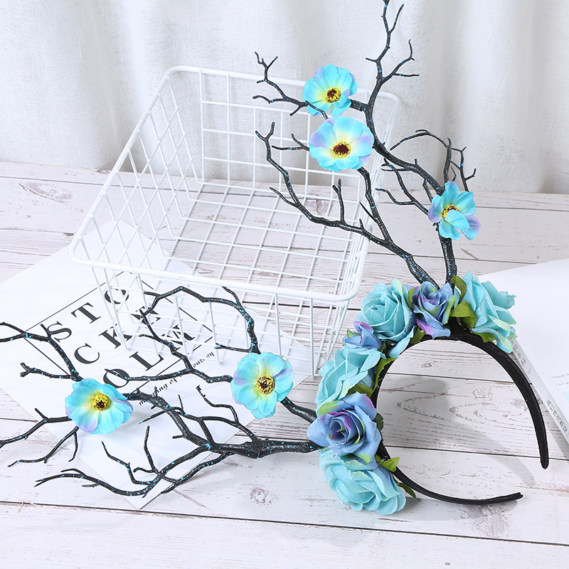 Little Fairy Twig Forest with exaggerated flower hair accessories antler headdress