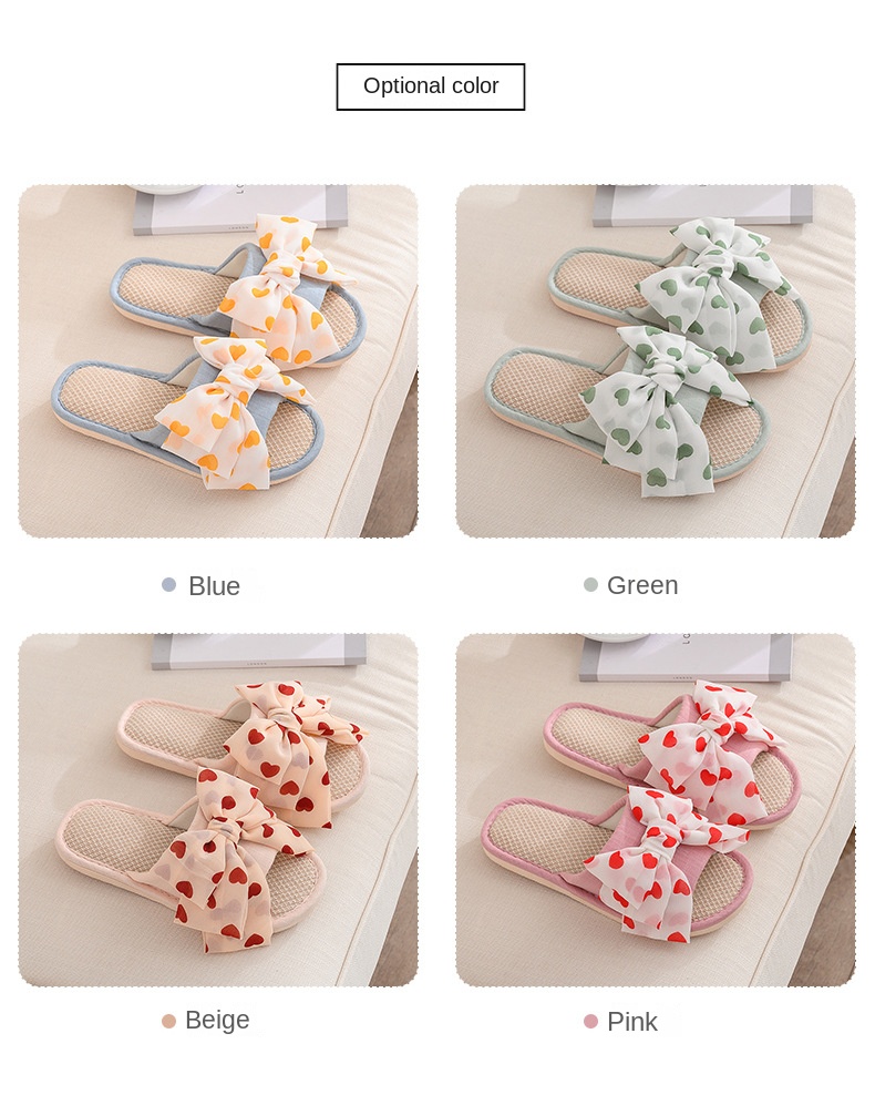Love big bow fabric slippers