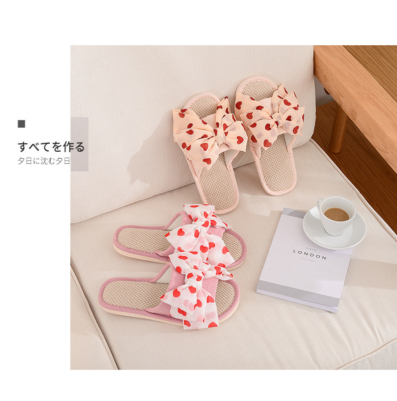 Love big bow fabric slippers