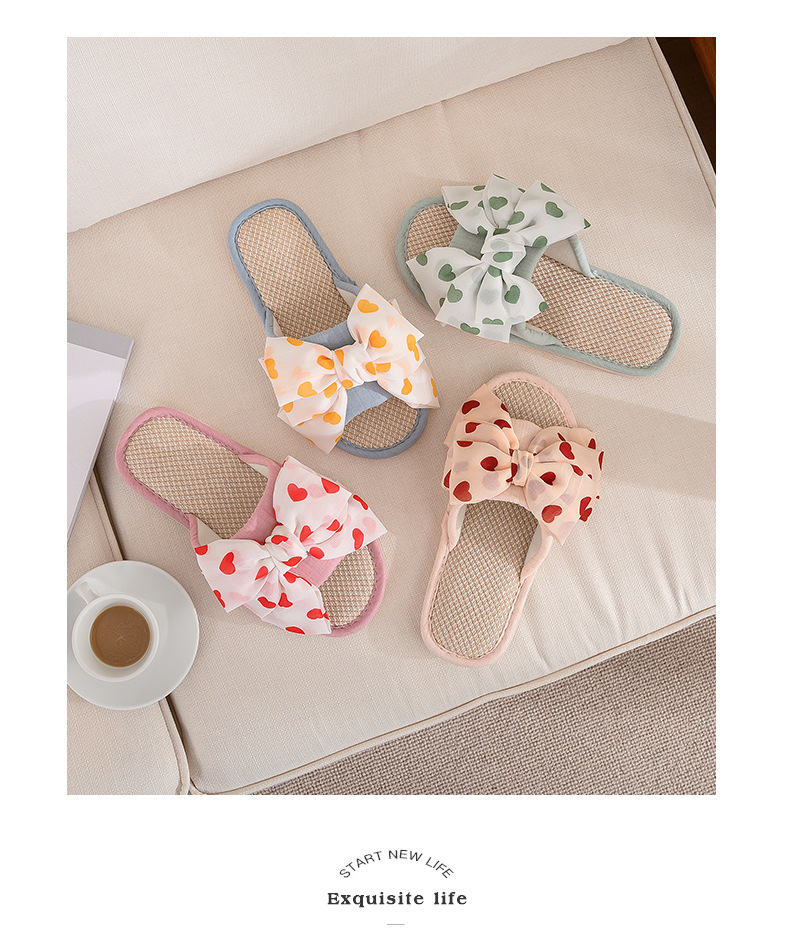 Love big bow fabric slippers