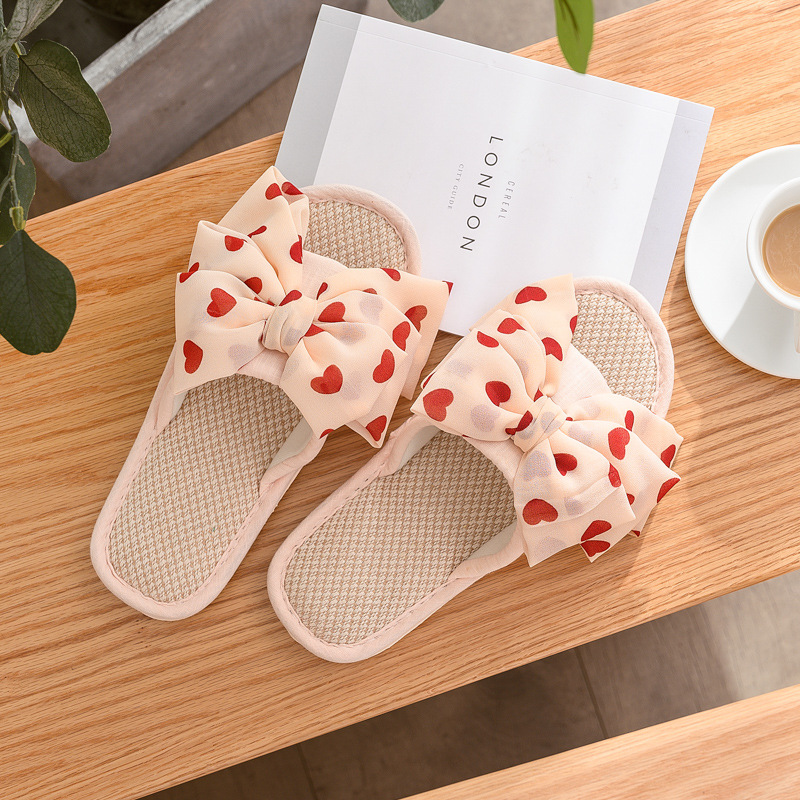 Love big bow fabric slippers