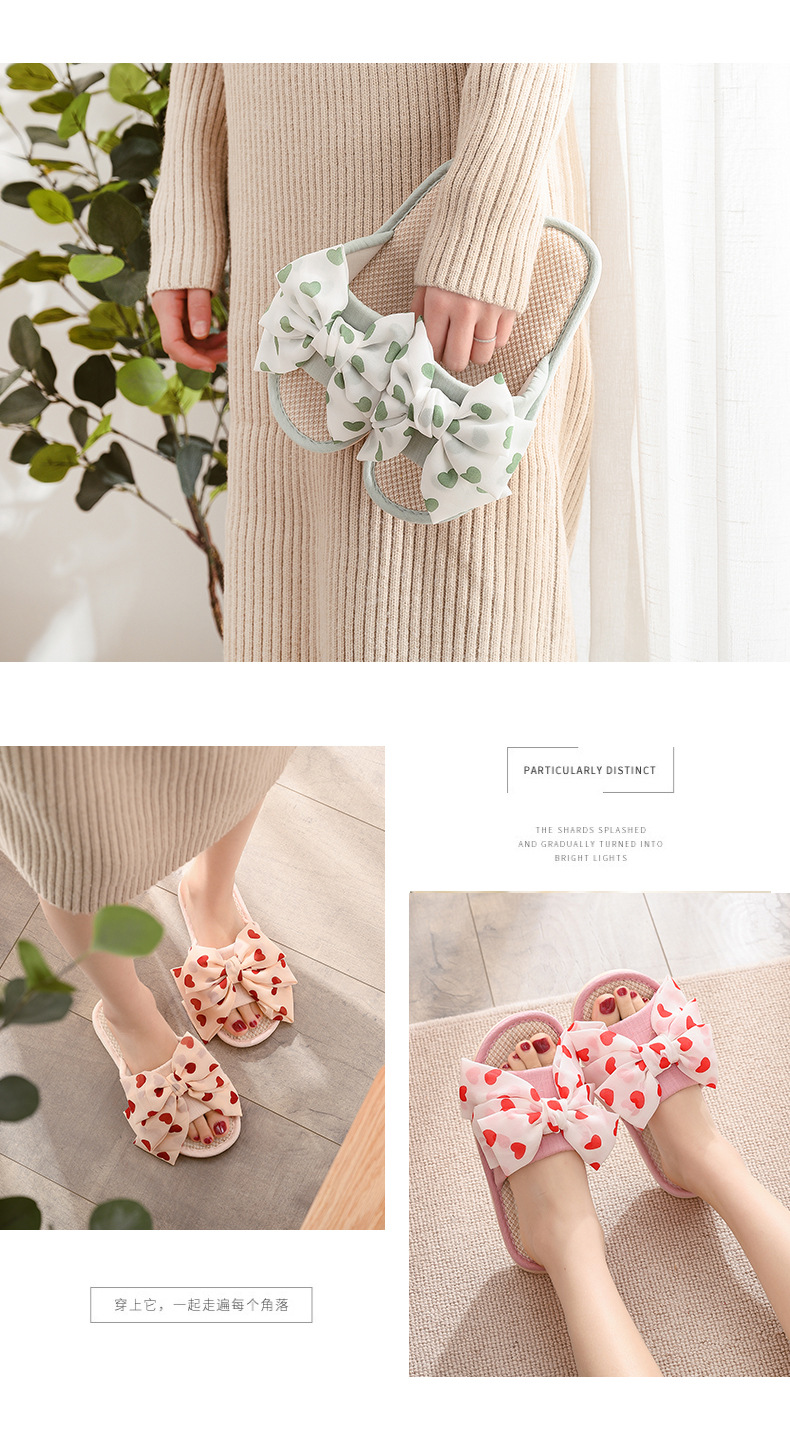 Love big bow fabric slippers