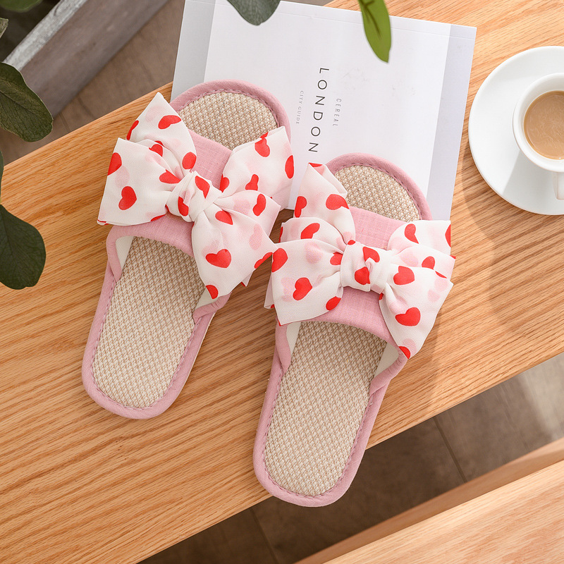 Love big bow fabric slippers