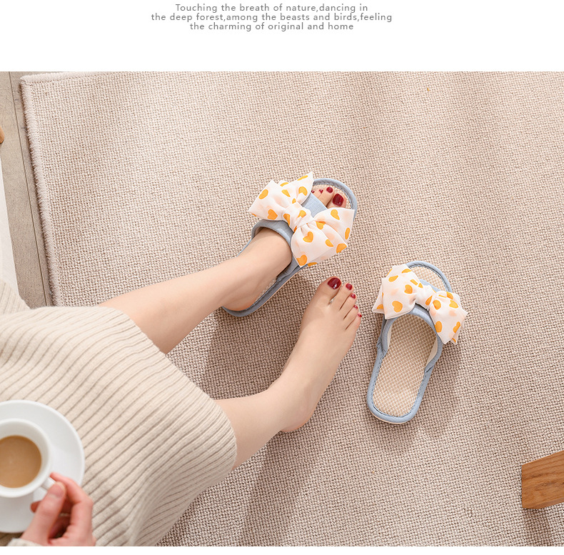 Love big bow fabric slippers