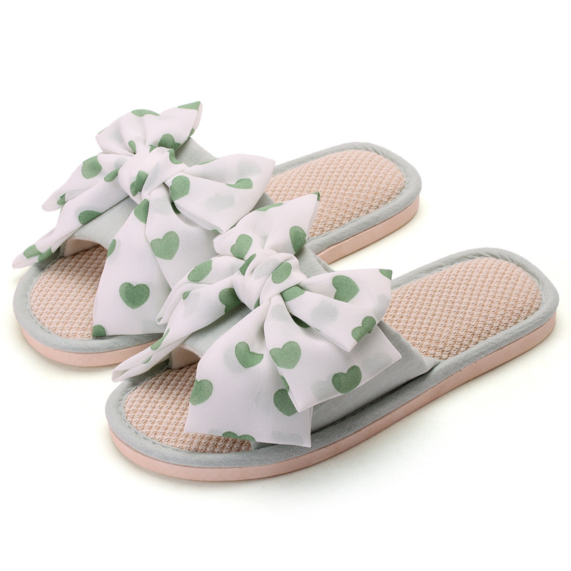 Love big bow fabric slippers