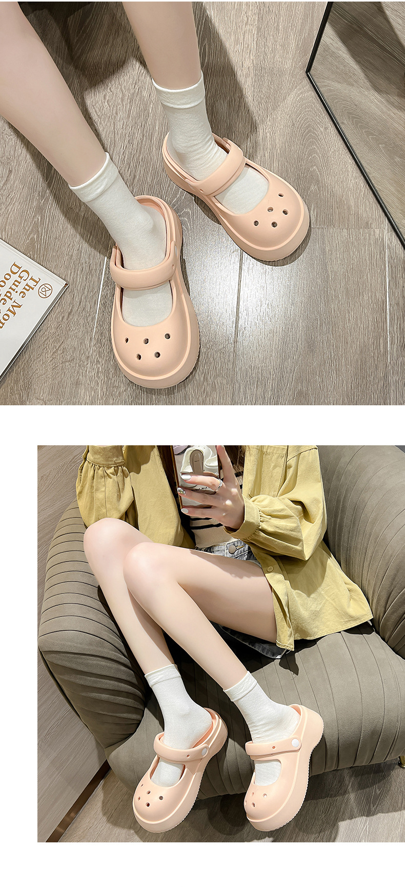 Mary Jane cute bun top platform Crocs