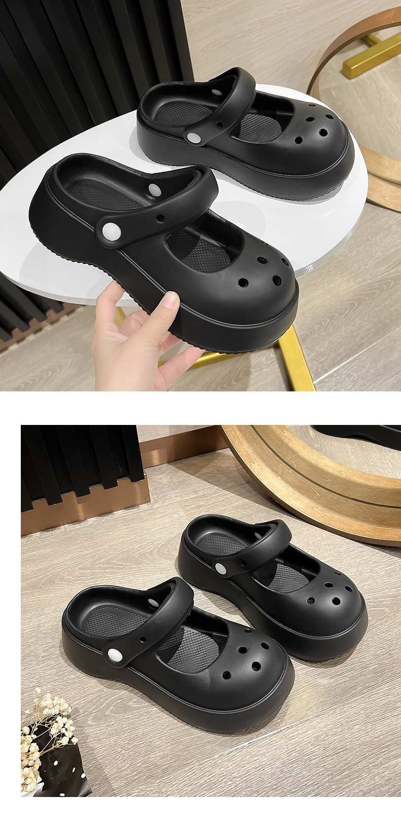 Mary Jane cute bun top platform Crocs