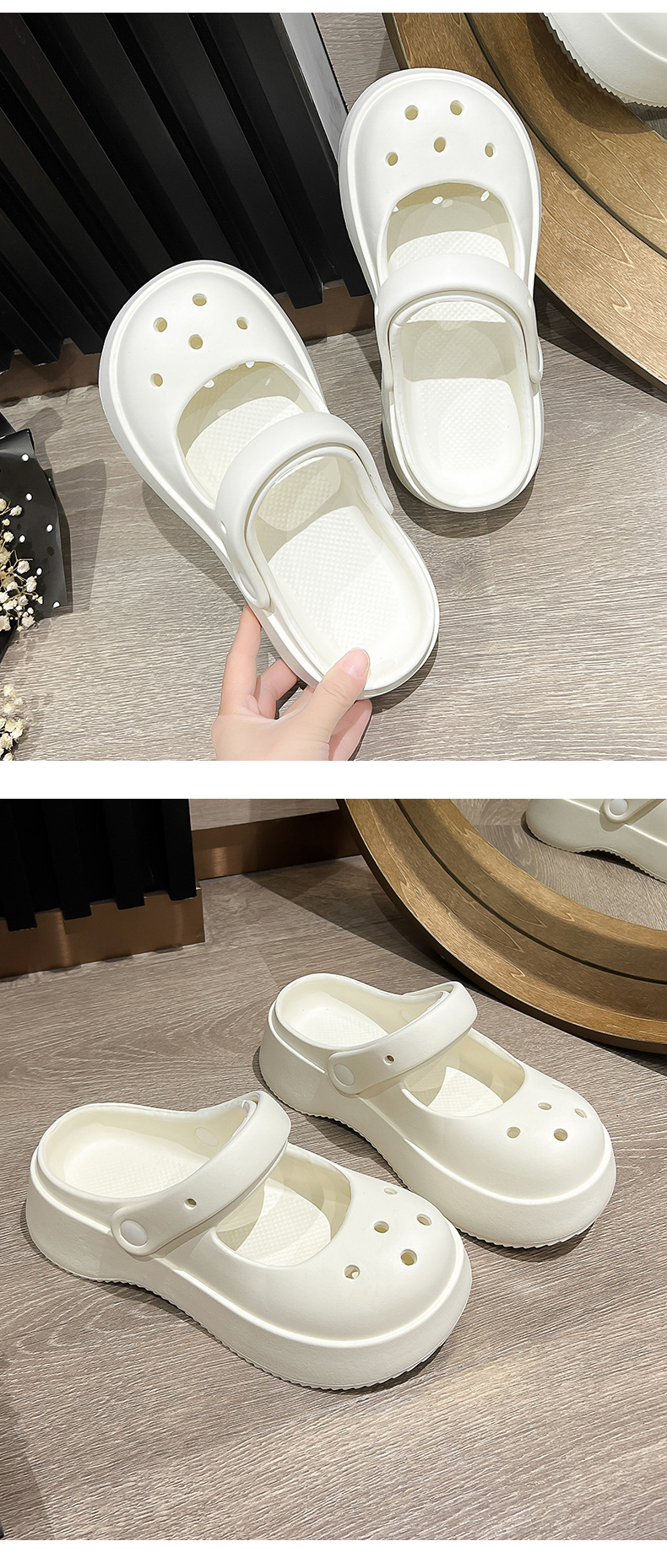 Mary Jane cute bun top platform Crocs