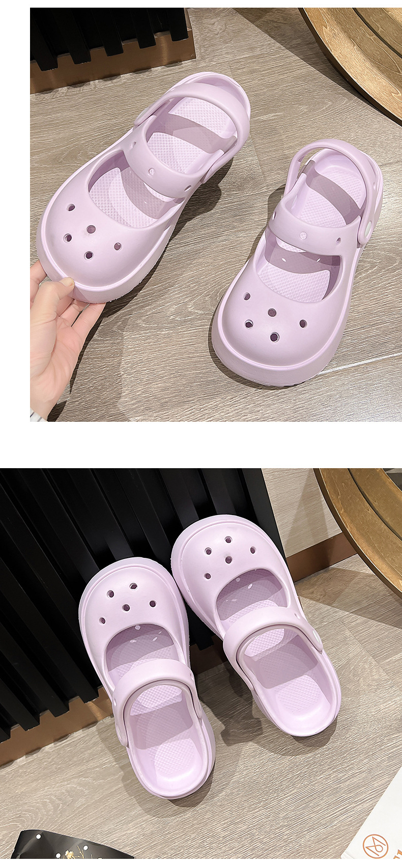 Mary Jane cute bun top platform Crocs