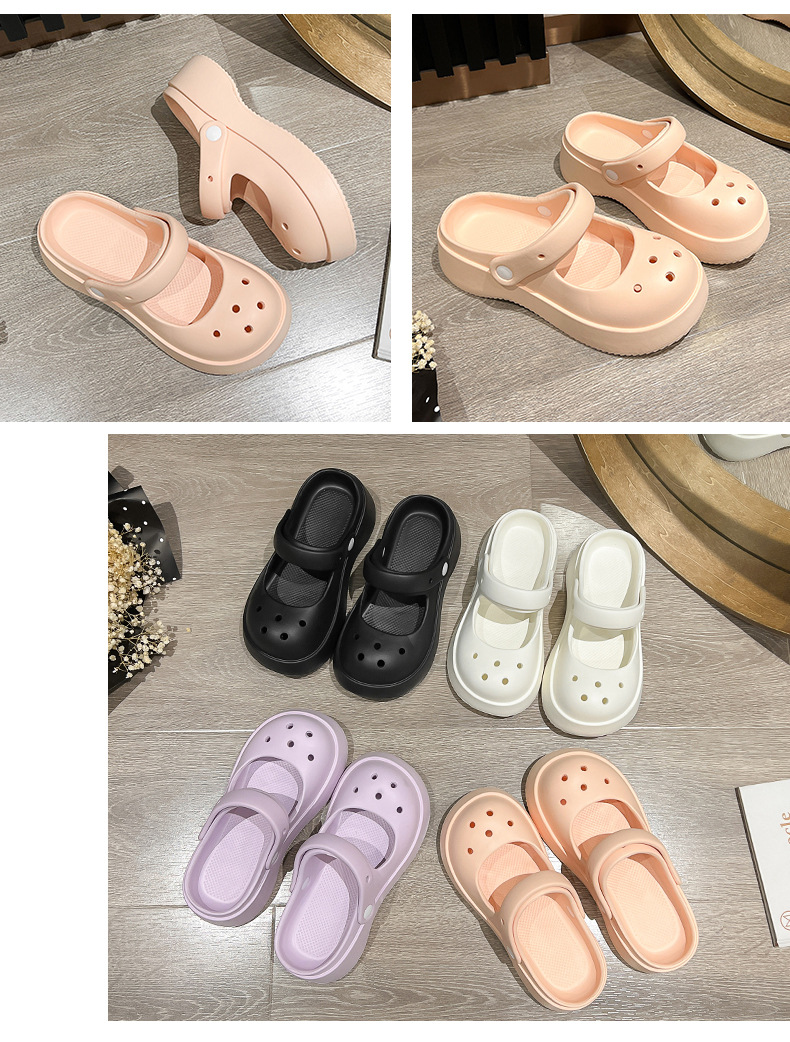 Mary Jane cute bun top platform Crocs