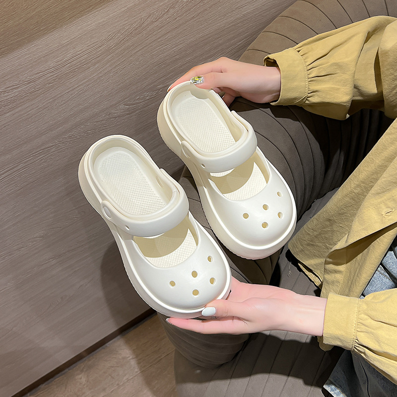 Mary Jane cute bun top platform Crocs