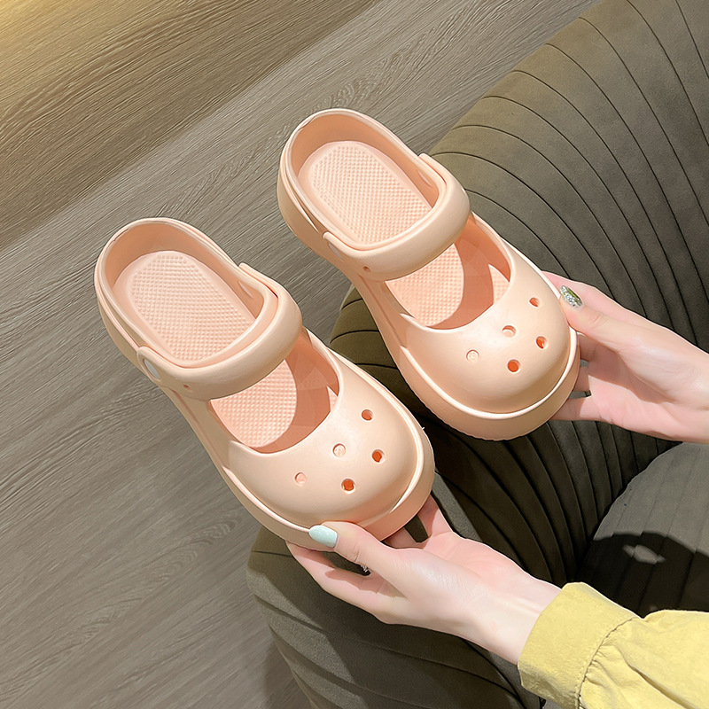 Mary Jane cute bun top platform Crocs