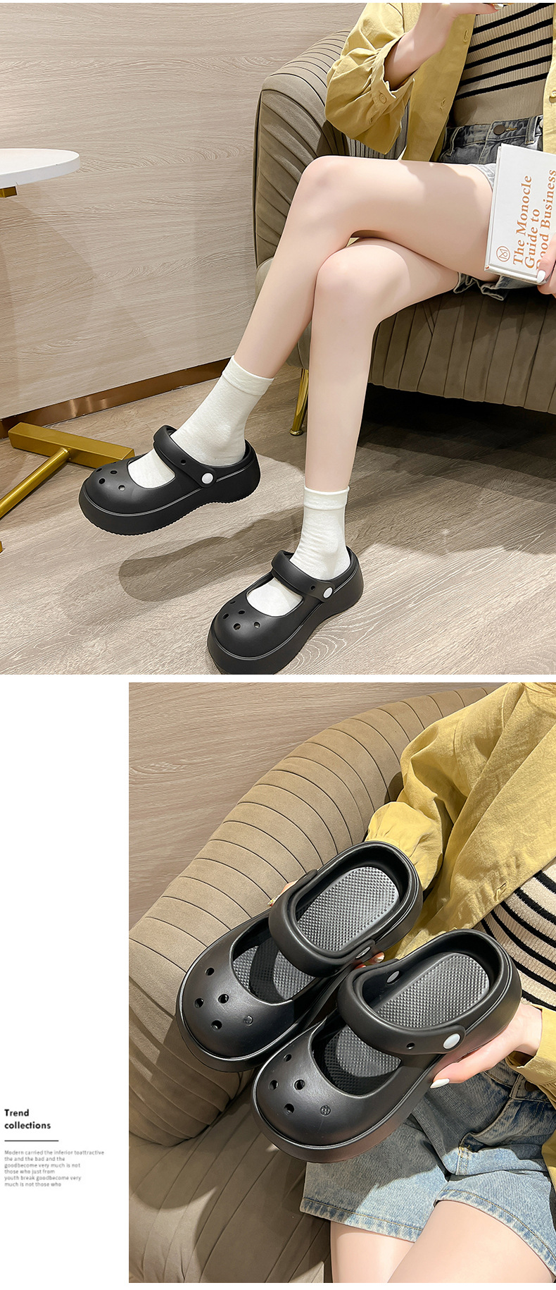 Mary Jane cute bun top platform Crocs